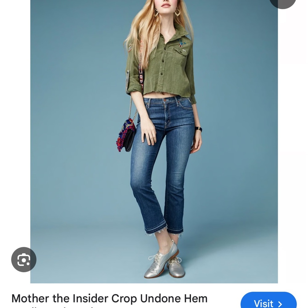MOTHER Insider Crop Undone Hem    Medium Kitty size 26
